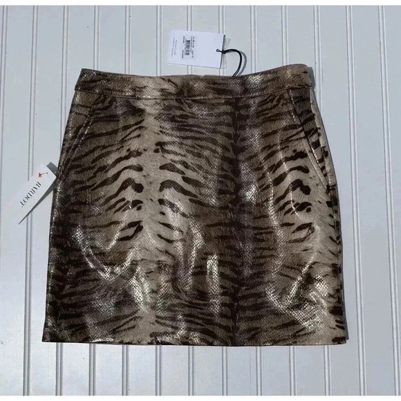 BARDOT ALEXIS ANIMAL Print SKIRT Faux Leather Small Size 6 NEW Lined. 362 - Picture 3 of 5